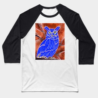 Boho Owl Blue on orange Baseball T-Shirt